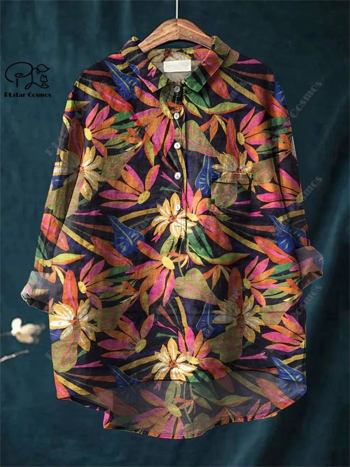 Retro Bloom: 3D Floral Open Tube Shirt for Bold Summer Vibes