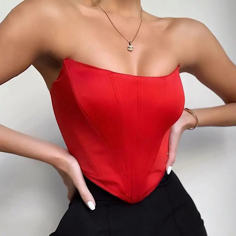 Sleeveless off Shoulder Velvet Fashion Sexy Corset Crop Tops Vest Female Underwear Backless Bustier Top Solid