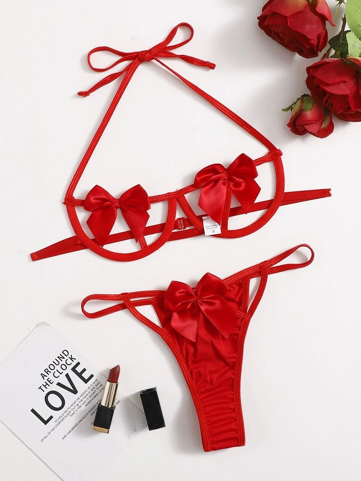 Women'S Sexy-Lingerie Lace Babydoll Bra Thong Set Sleepwear Underwear Nightwear