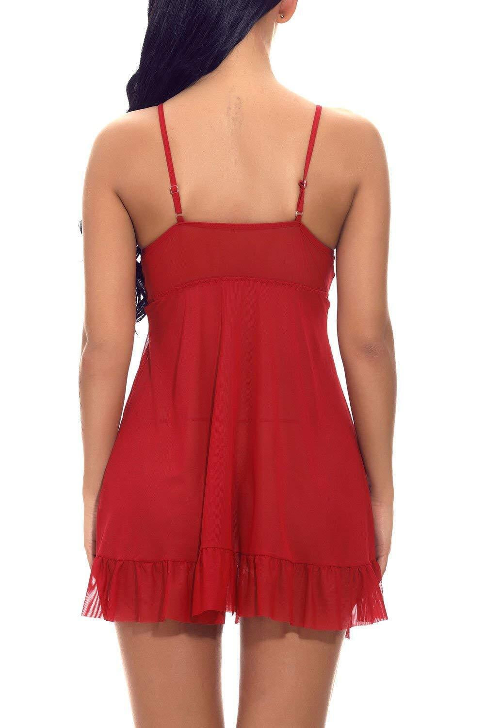 Women'S Sexy-Lingerie Lace Babydoll Bra Thong Set Sleepwear Underwear Nightwear