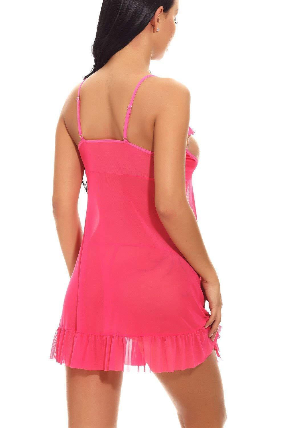 Women'S Sexy-Lingerie Lace Babydoll Bra Thong Set Sleepwear Underwear Nightwear