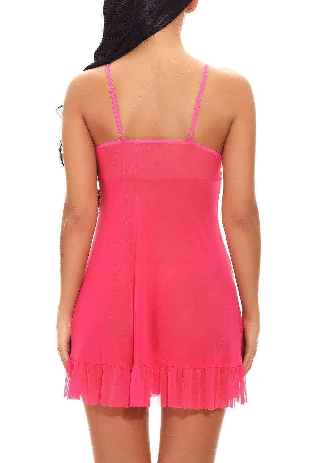 Women'S Sexy-Lingerie Lace Babydoll Bra Thong Set Sleepwear Underwear Nightwear