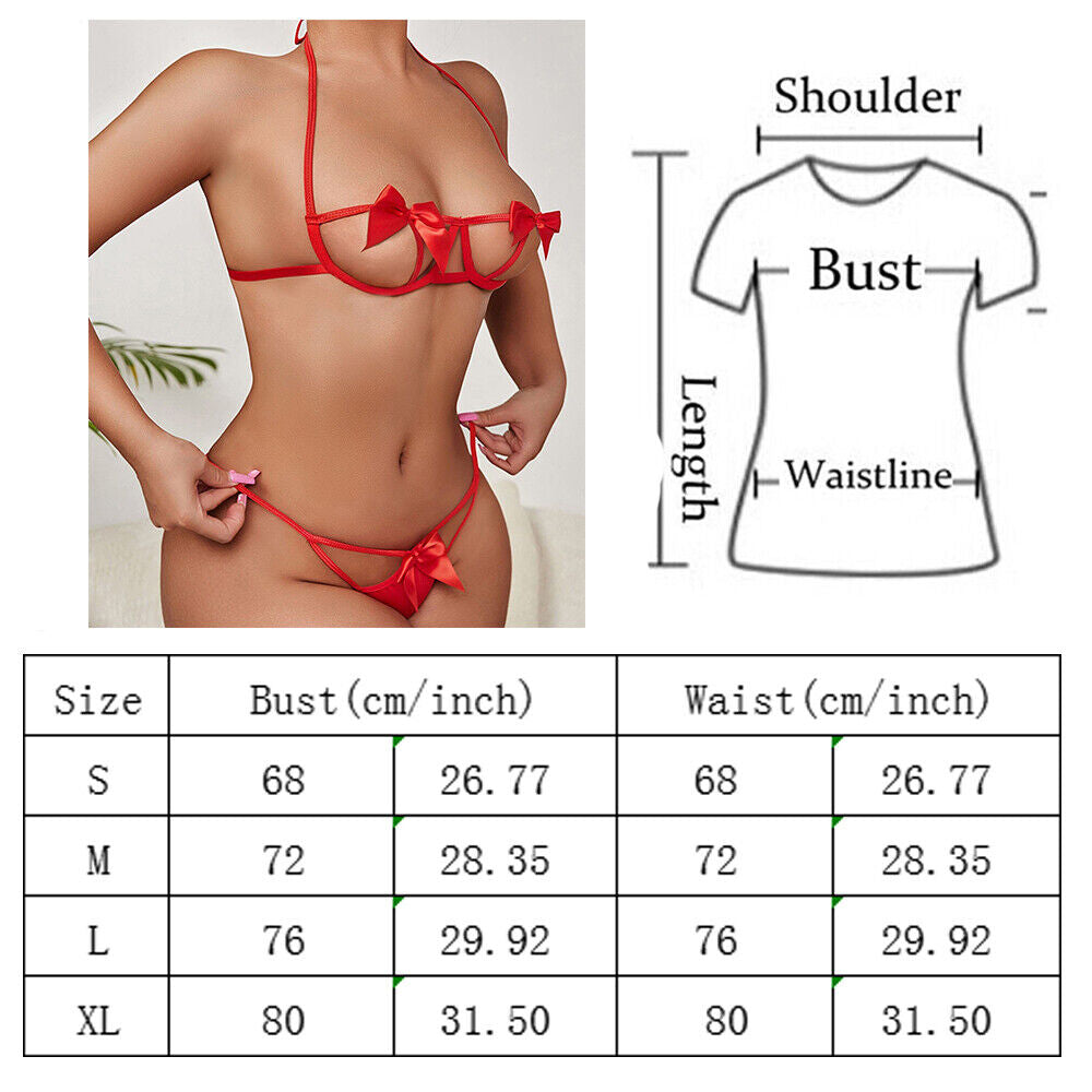 Women'S Sexy-Lingerie Lace Babydoll Bra Thong Set Sleepwear Underwear Nightwear