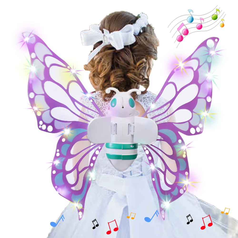 Electric Butterfly Wings Moving Elf Wing with Light Fairy Wings for Kids Birthday Christmas Cosplay Dress up Angel Girls Toy
