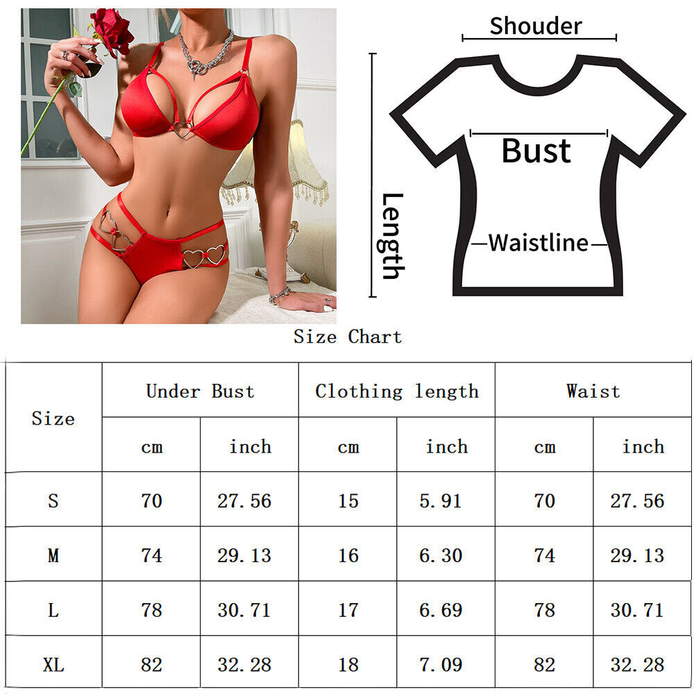 Women'S Sexy-Lingerie Lace Babydoll Bra Thong Set Sleepwear Underwear Nightwear