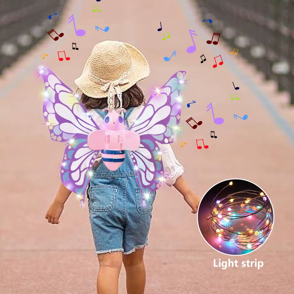 Electric Butterfly Wings Moving Elf Wing with Light Fairy Wings for Kids Birthday Christmas Cosplay Dress up Angel Girls Toy
